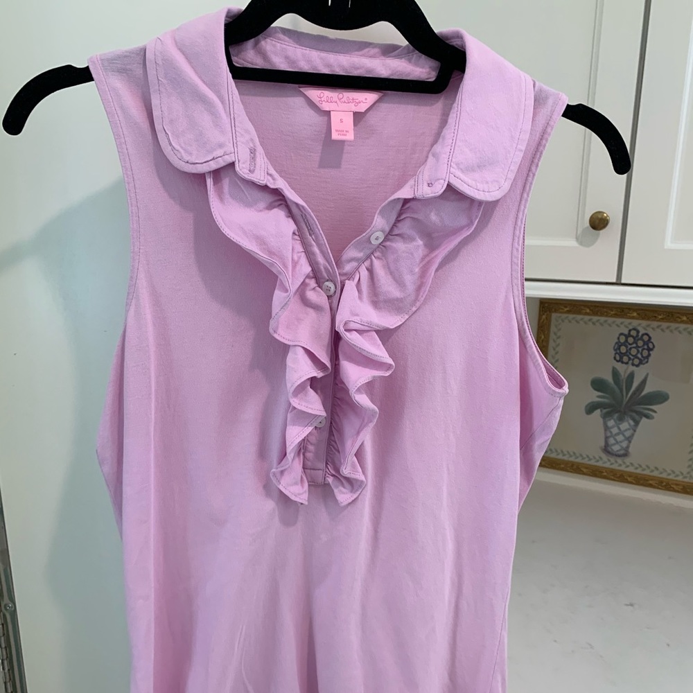 Lilly Pulitzer ruffle sleeveless polo lavender